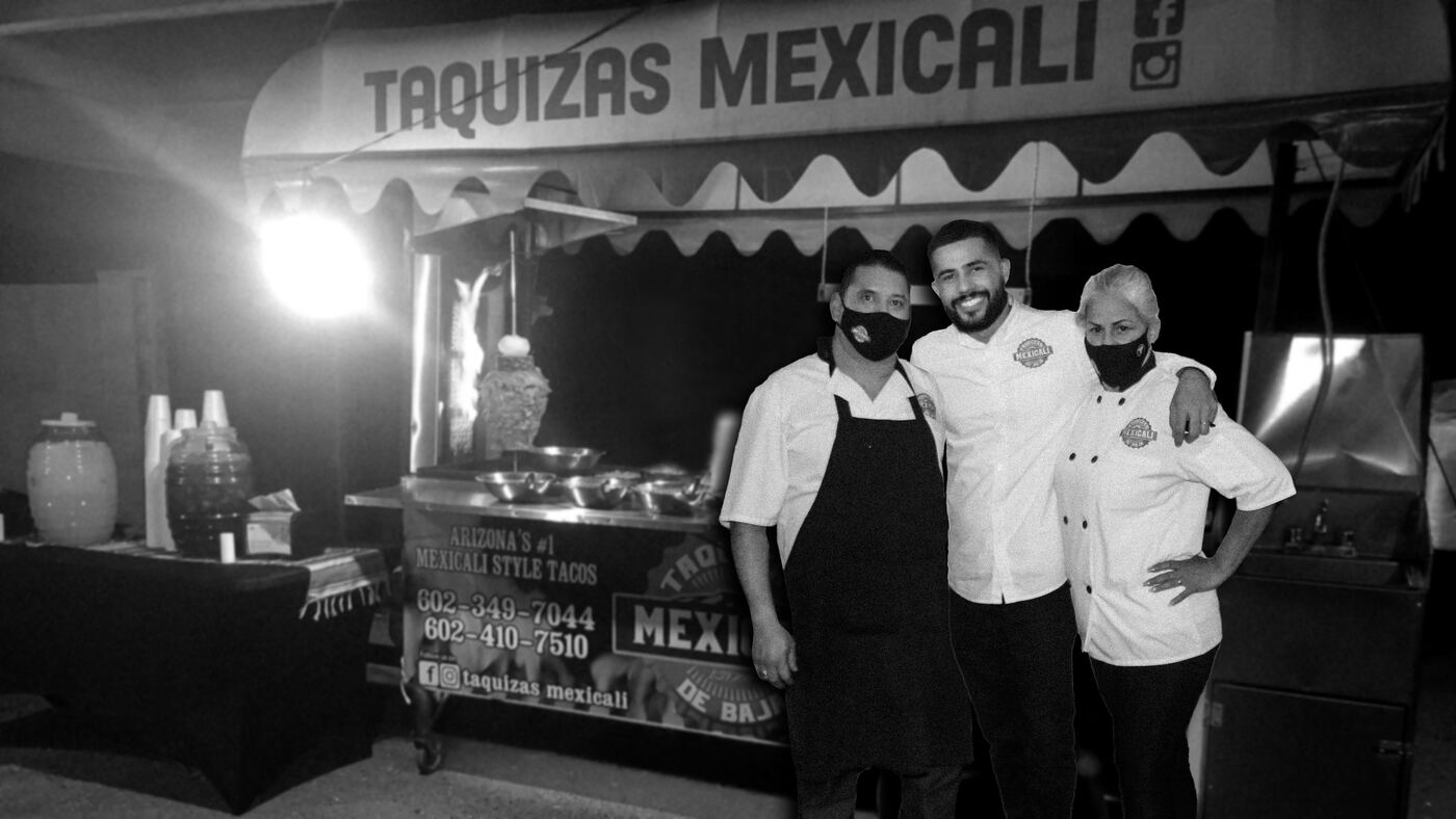 The original Taquizas Mexicali taco cart