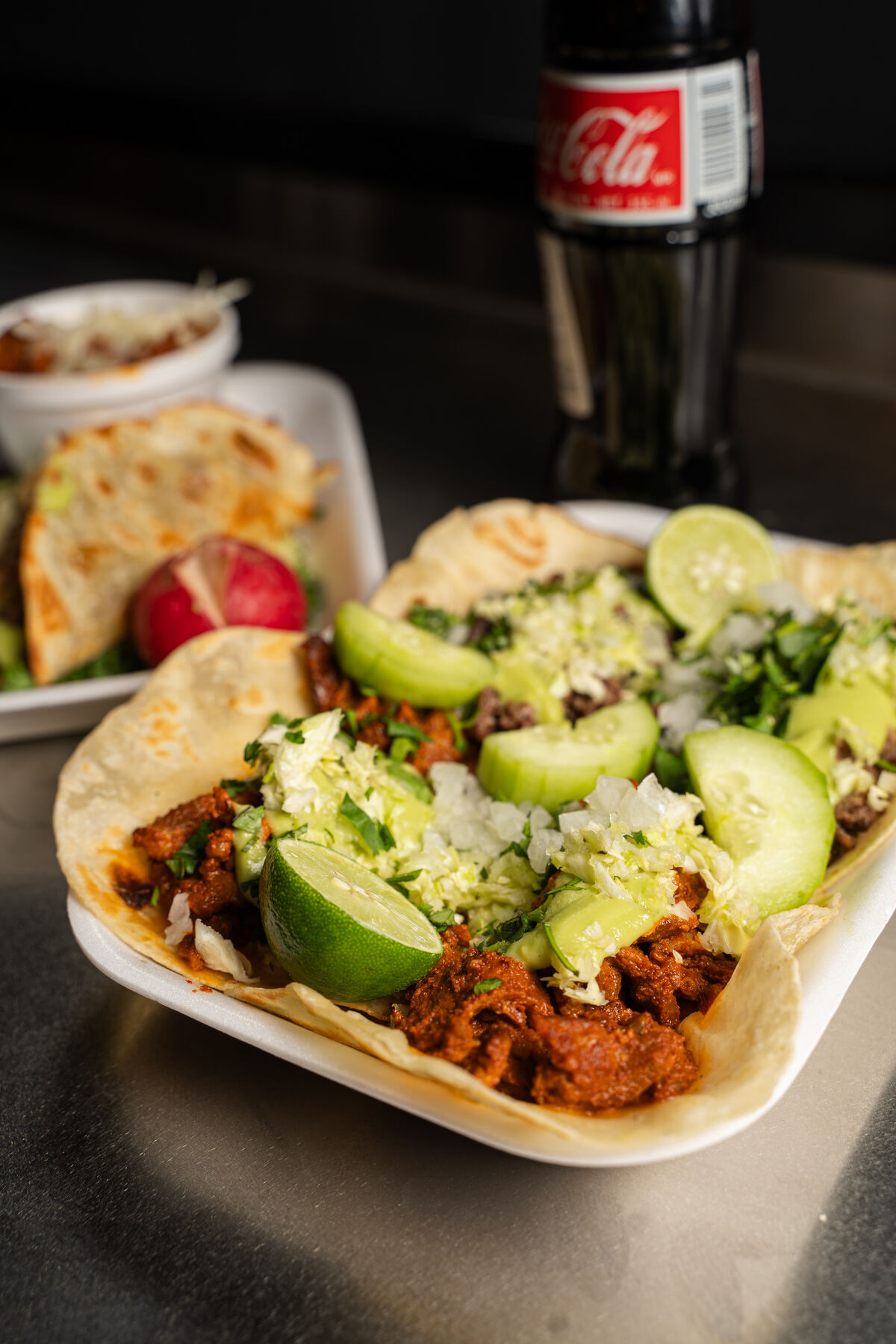 Finished tacos plate
